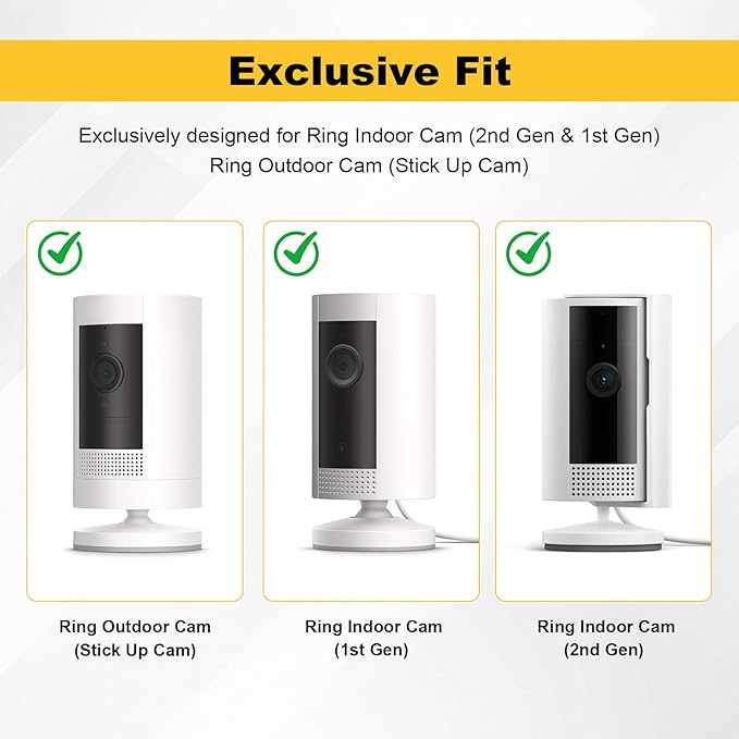 2 Pack Security Camera Wall Mount Fits for Ring Stick Up Outdoor Indoor Cam, Ring Camera Metal Bracket Holder Effortless Installation with Adhesive Tape or Secure Screws No Drill to Suit your Needs