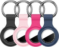 Linsaner [4 Pack] Holder for AirTag 2nd Gen (2026) & 1st Gen, Silicone Case Keychain Key Ring, Protective Cover for Apple for Air Tags, GPS Finder Accessories, Black/Pink/Hot Pink/Dark Blue