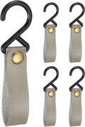 uxcell 5pcs PU Leather Hooks, Leather Straps with Hooks, S-Shape Hooks for Outdoor Camping Hanging Pots Pans Utensils Grey