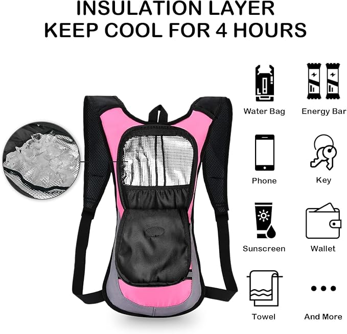 Hydration Backpack Hydration Pack Water Backpack with 2L(70-Ounce) Hydration Bladder for Men Women Kids for Running Hiking Biking Climbing