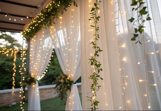 Solhice LED Curtain Lights Outdoor 40ft x10ft, 800 LED Plug in Hanging String Lights Indoor, Twinkle Lights Backdrop for Outside Backyard Patio Wedding Décor, Warm White (Not Connectable)