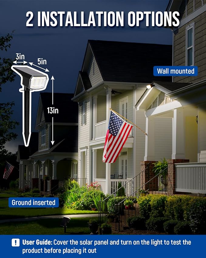 AUDERWIN Solar spotlights Outdoor 63 LED 3 Lighting Modes, IP65 Waterproof Lighten Yard Garden House Garage Pathway for Christmas Decorations-10 Pack