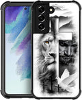for Samsung Galaxy S21 Case, Lion Cross Jesus Christ Dove Pattern Graphic Design Girl Boy Soft Silicone Hard Acrylic Shock Protection for Samsung Galaxy S21