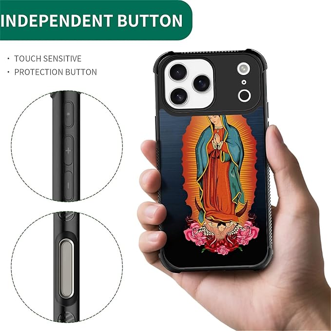 for iPhone 17 Pro Max Case,for MagSafe Graphic Design for Girl Boy Soft Silicone Hard Acrylic Shock Protection Designed for iPhone 17 Pro Max Red Virgen Guadalupe Pattern