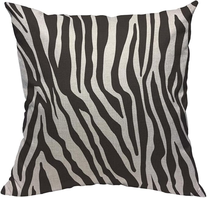 TKS MITLAN Zebra Print Pillow Covers 18 x 18 Inch Black White Leopard Line Stripes Wild Animal Skin Decorative Throw Pillow Covers Linen Cushion Case for Sofa Couch