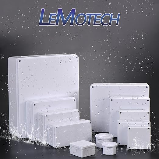 LeMotech Junction Box, Electrical Box IP65 Water Resistant Dustproof ABS Plastic Project Enclosure for Electronics White 7.9 x 3.9 x 2.8 inch