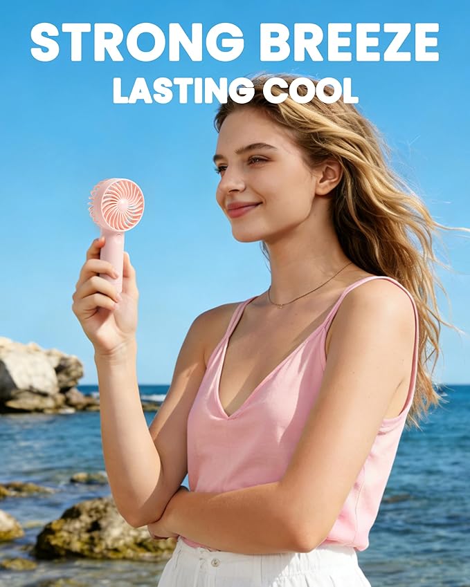 6 Pcs Mini Handheld Fan Bulk, 3 Speed Portable Personal USB Rechargeable Fan, Battery Operated Small Pocket Eyelash Fans for Women Men Makeup Travel Indoor Outdoor Summer