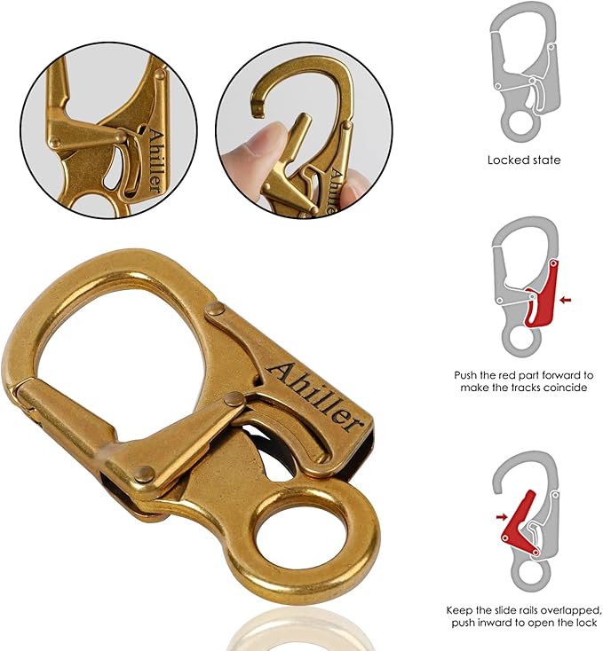 Ahiller Carabiner Clip, Double Anti-Misopening Locking Design, 3" Zinc Alloy Heavy Keychain for Outdoor Camping Hiking, Key Ring Clip