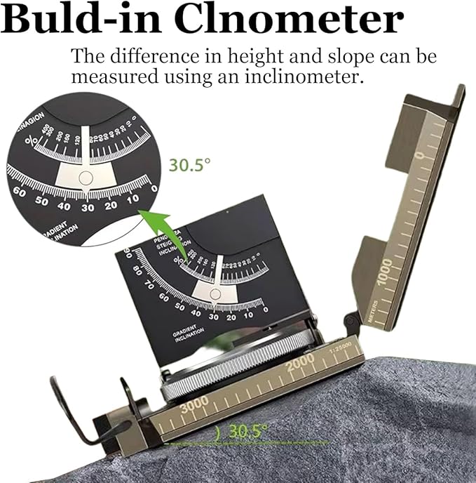 Multifunctional Military Aiming Navigation Compass Compass | IP65 Military Compass with Inclinometer | Impact Resistant | Measure | Height and Slope for Hiking | Camping