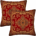 Red Oriental Persias Couch Pillow Covers 18 X 18 Boho Set of 2 Pillowcases Square Velvet Outdoor Cushion Pillow Cases Decorative for Home Bed Sofa Couch Hotel