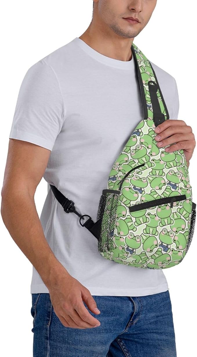 Cute Frog Sling Bag For Women Men Fashion Backpack Crossbody Frogs Shoulder Bag Sling Backpack Chest Bag Travel Hiking Casual Sport Daypack