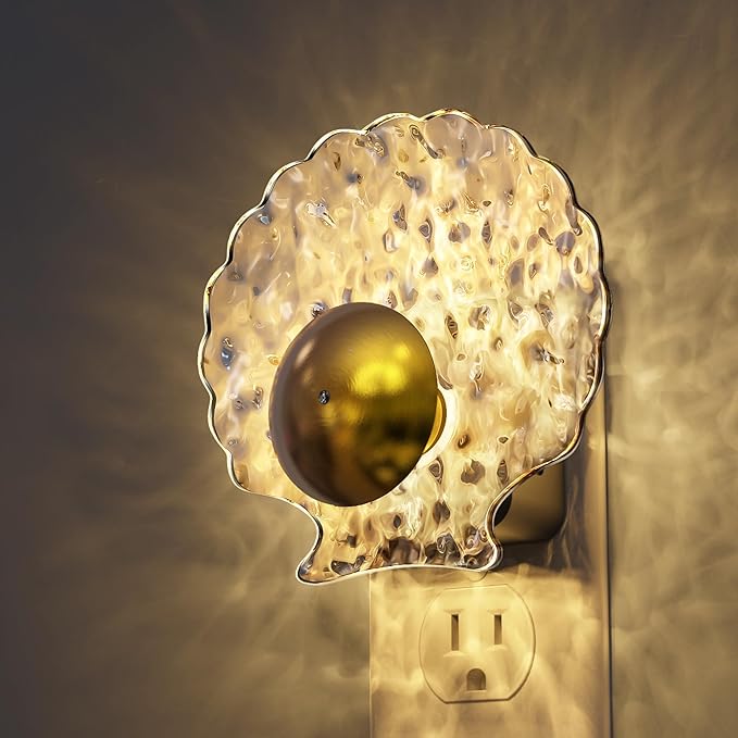 L LOHAS LED Shell Night Light, Night Lights Plug into Wall, Dimmable Nightlights Plug in with Light Sensor, 0-100LM, 3000K Soft White, LED Nightlights for Hallway Bedroom Stairway,1 Pack