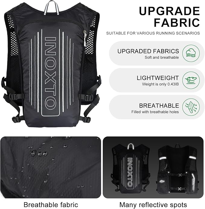 INOXTO Running Hydration Vest Backpack,Lightweight Insulated Pack with 1.5L Water Bladder Bag Daypack for Hiking Trail Running Cycling Race Marathon for Women Men