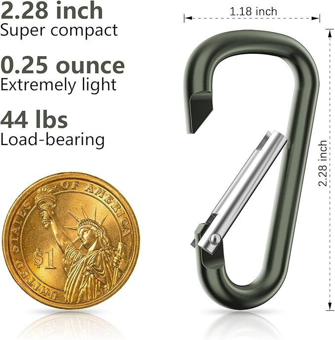 sprookber 2.28" Small Carabiner Clip Keychain, D Ring Caribeaner Clip, Key Clip Caribeener Multipurpose, Set of 20 Pack