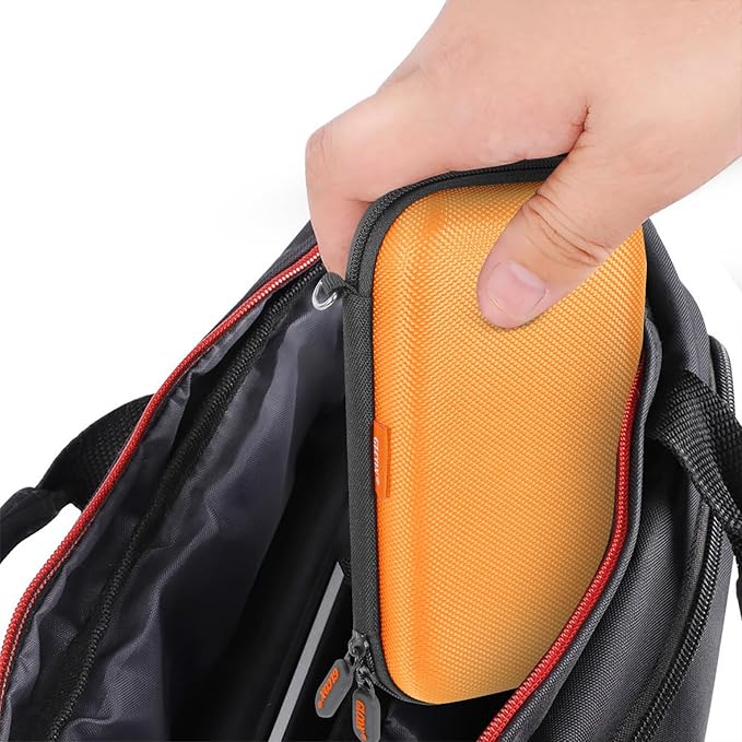 Orange Shockproof Hard EVA Carrying Case Travel Pouch for External Hard Drive, Power Bank, Cell Phone, Cable, Cord - Portable Small Electronic Accessories Organizer Storage Zipper Pouch