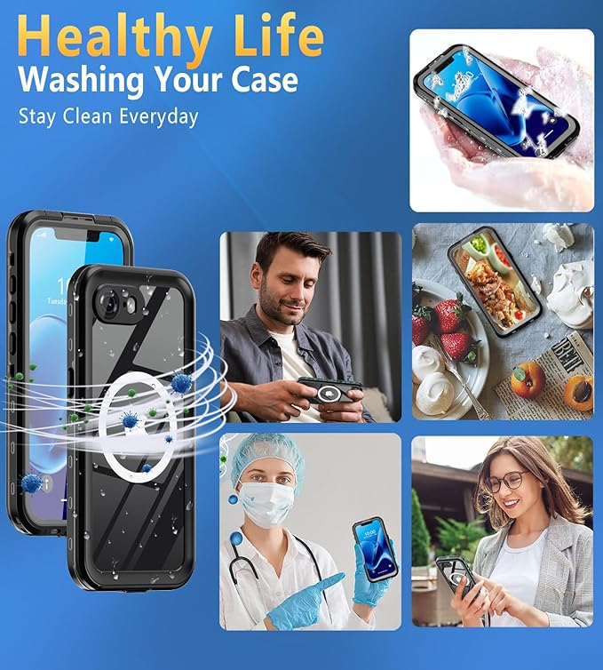 for iPhone 16e Case Waterproof | Shockproof Dust Proof Phone Case Cover with Screen Protector -Clear