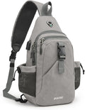 G4Free Canvas Sling Bag Crossbody Backpack with USB Charging Port & RFID Blocking, Hiking Daypack Chest Bag for Women Men