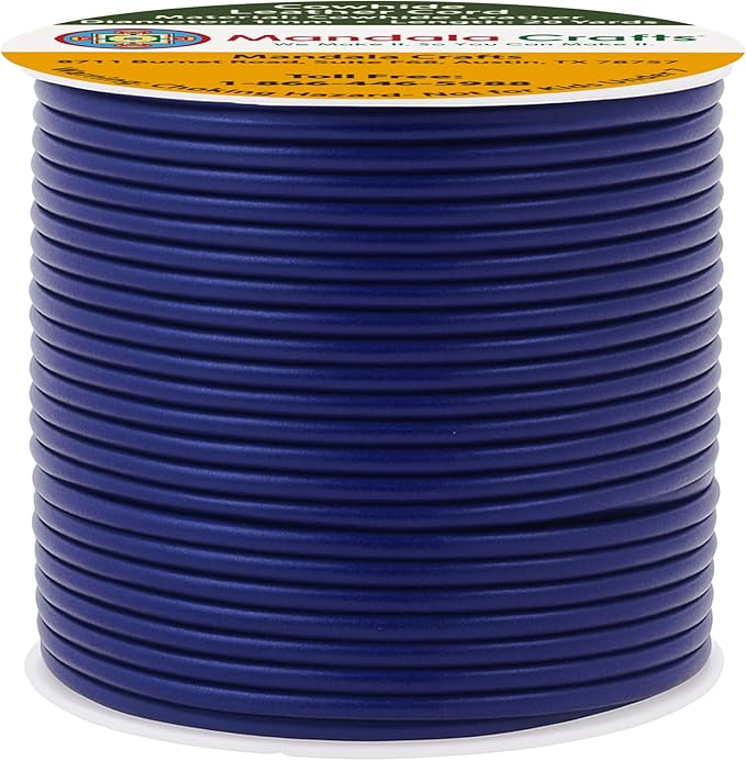 Mandala Crafts Round Genuine Navy Blue Leather Cord for Jewelry Making – 1mm Cowhide Leather Rope String Lace for Kumihimo – 20 Yards Cowhide Craft Cording Spool