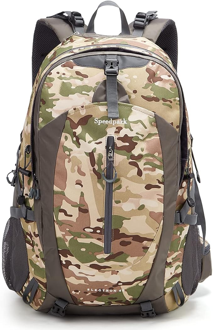SPEEDPARK Hiking Backpack 40L Waterproof Hiking Daypack with Rain Cover, Outdoor Trekking Travel Backpacks for Men Women