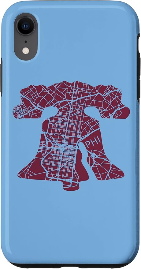 Philadelphia Street Map Liberty Bell Vintage Maroon Philly Case for iPhone XR
