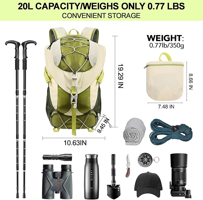 Seektop Ultra Lightweight & Packable Hiking Backpack 20L,Water-Resistant Foldable Daypack for Men Women, Compact for Hiking,Travel,Outdoor