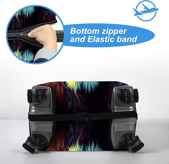 Luggage Cover Protector for 22-24 Inch Suitcases, TSA Approved Elastic Travel Suitcase Covers, Anti-Scratch Washable Luggage Sleeve for Carry On & Checked Bags, Lion With Glasses