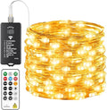 HXWEIYE Rechargeable Fairy Lights with Remote, 66ft 200 LED Twinkle Lights with DIY Timer & Light Sensor, Waterproof Outdoor String Lights for Bedroom Patio Christmas Tree Decor, Warm White
