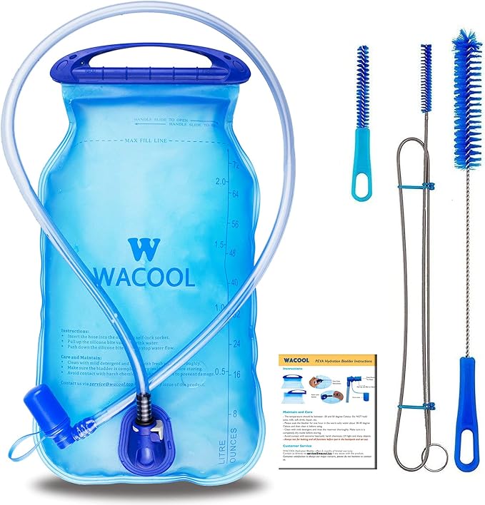 WACOOL 2L 2Liter 70oz 3L 3Liter 100oz BPA Free PEVA Hydration Pack Bladder, Leakproof Water Reservoir