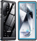 SPIDERCASE Upgraded for Samsung Galaxy S24 Ultra Case Waterproof,Built-in Screen & Camera Lens Protector[IP68 Underwater] [Military Grade Shockproof] Full Body Protection Phone Case,Blue/Clear