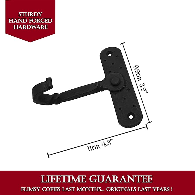 Rustic Cast Iron Wall Hooks, Heavy Duty Retro Utility Hooks for Hanging Coat, Bag, Towel, Robe, Hat and More, Mounting Hardware Included, Pack of 2, Black (243 (Set of 2))