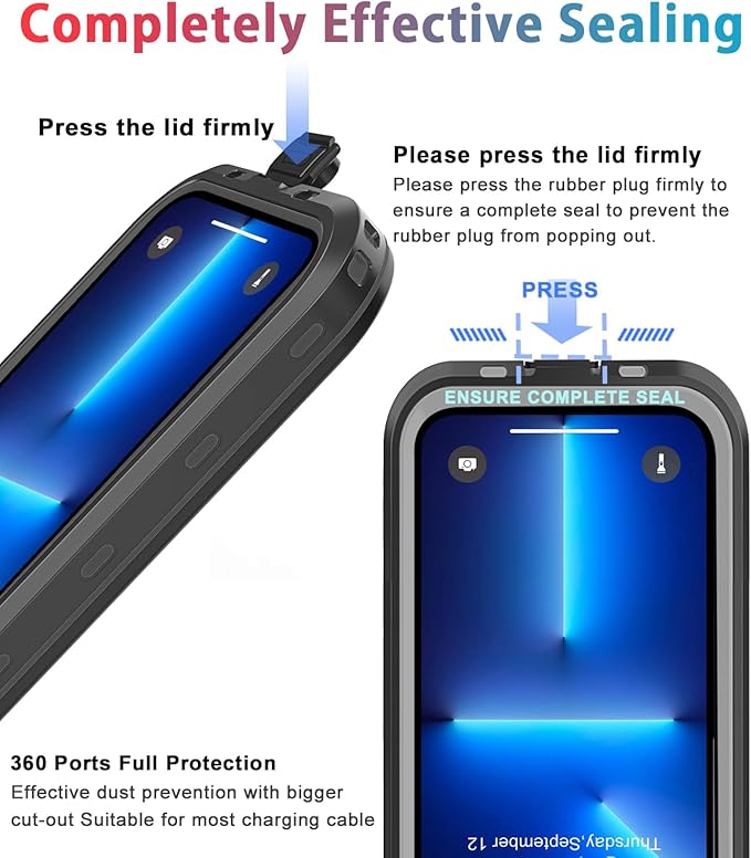 for iPhone 13 Pro Case Waterproof Shockproof Dustproof Full-Body Sturdy with Camera Lens Protector and Built-in Screen Protector,Underwater Full Sealed Cover Protective for iPhone 13 Pro