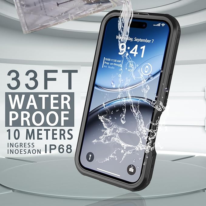 for iPhone 16 Case Waterproof, [Shockproof] [Dustproof] [IP68 Waterproof] Full-Body Hard Case Built-in [Lens Screen Protection] for Diving Case (Black, for iPhone 16 6.1in) | Waterproof, Shockproof, Dustproof, IP68 Waterproof, Full-Body, Hard Case