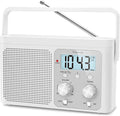 DreamSky AM FM Radio Portable - Shortwave Radio Battery Powered or Plug in Wall for Home Outdoor, Strong Reception, Large Dial Easy to Use, Digital Time Display, Transistor Antenna, Seniors Small Gift