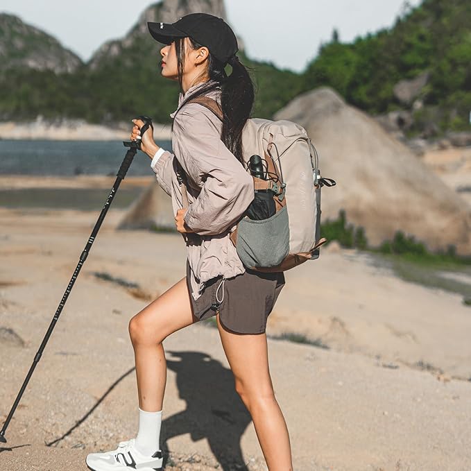Small Hiking Backpack with Chest Strap for Men Women, 20L Lightweight Waterproof Travel Backpack with Padded Straps, Durable Cute Casual Hiking Daypack for Traveling Camping, Khaki