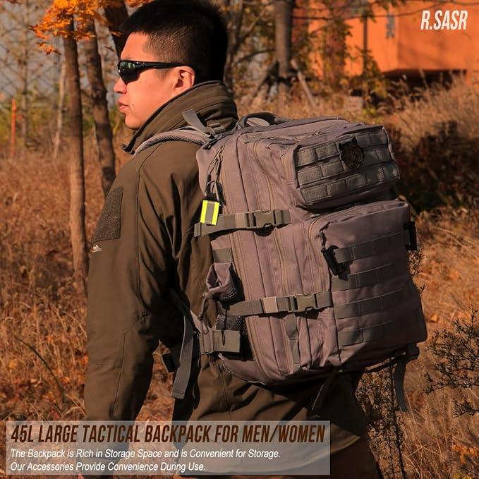 45L Tactical Backpack for Men Women, Military Assault Pack with MOLLE, Large 3 Day Bug Out Bag for Hiking Camping