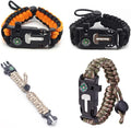 Smithok Paracord Survival Bracelet-Length Adjustable,Loud Whistle Emergency Compass Survival Fire Starter Scraper Accessories for Hiking and Camping and Hunting 4-Pack(Muti-Color)