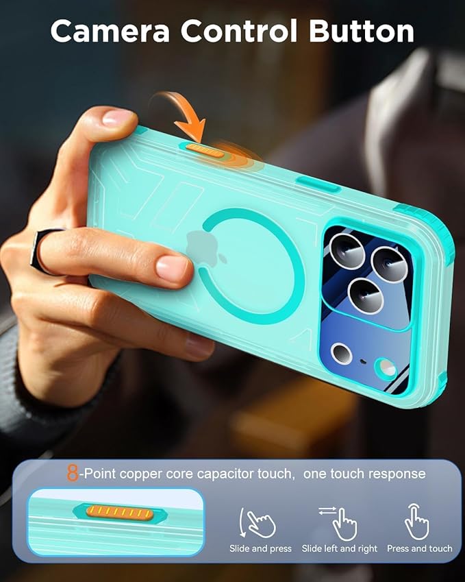 for iPhone 17 Pro Waterproof Case with Magsafe, Built-in [Camera & Screen Protector] [Lanyard], IP68 Water Proof Full Body Dustproof Heavy Duty Frosted Protective Phone Cover, 6.3" Teal