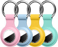 Linsaner [4 Pack] Holder for AirTag 2nd Gen (2026) & 1st Gen, Silicone Case Keychain Key Ring, Protective Cover for Apple for Air Tags, GPS Finder Accessories, Pink/Grey Blue/Yellow/Mint Green
