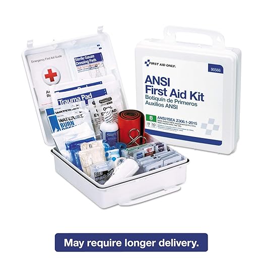 First Aid Only 90566 ANSI B 2015 and OSHA Compliant First Aid Kit, 50-Person Emergency First Aid Kit for Business, Home, Car, and Worksites, 199 Pieces