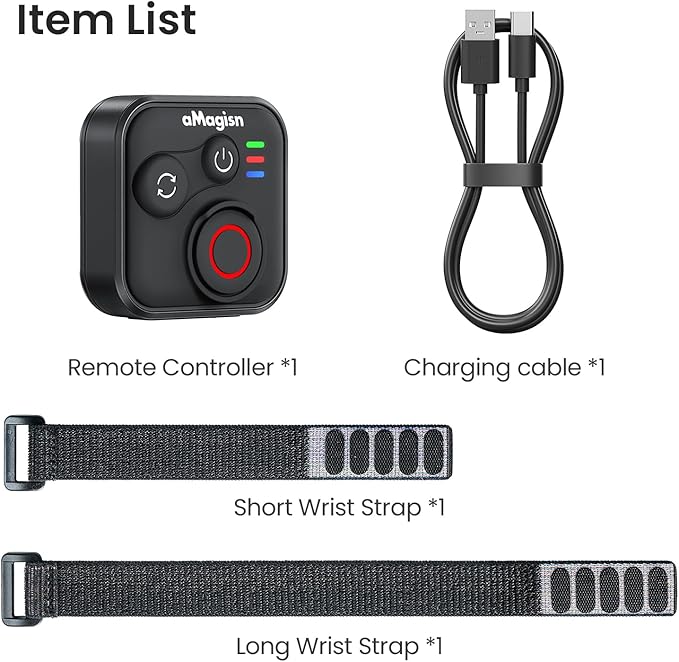 YDW Bluetooth Remote Control for DJI Osmo Action 6/Osmo Action 5 Pro/Action 4/DJI OSM0 360 Cameras, Wireless 50M Remote Control Range Smart Action Accessories