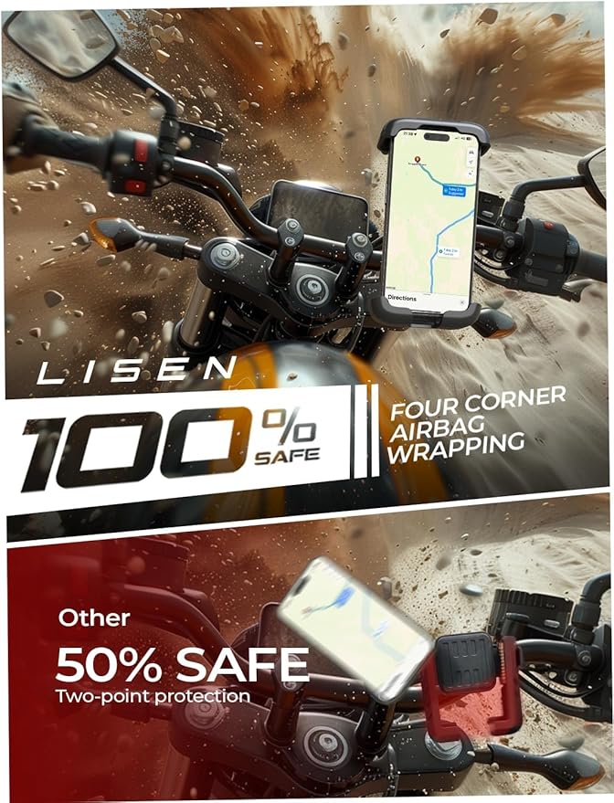 LISEN Ebike Phone Holder Mount [Super Easy Install] Bike Cell Phone Holder Handlebars fit Adults Kids, [Ultra Stable] Ebike Accessories Kit Gear Compatible with iPhone Samsung Pixe Orange