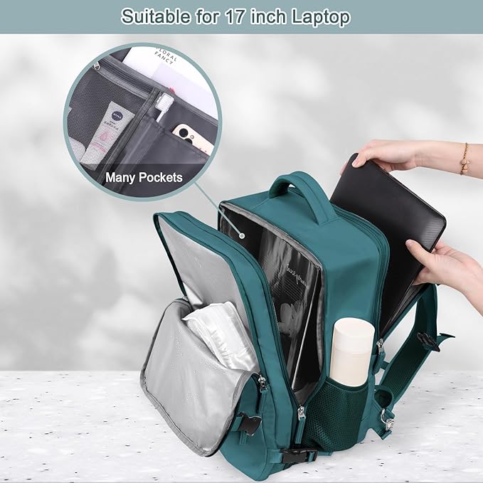 Sinaliy Travel Backpack for Men, 40L Carry On Backpack, 17 Inch Laptop Backpack, Waterproof Backpack, College Bookbag, Person Item Flight Approved Trave Bag for Women