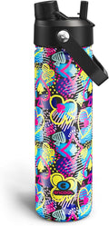 ENCOOL Insulated Water Bottle with Straw Stainless Steel Water Bottle, Leak-Proof, BPA-Free, Double Wall Vacuum Keeps Cold for 24 Hours for Sports, Travel, School (26 oz, Playing Suits)