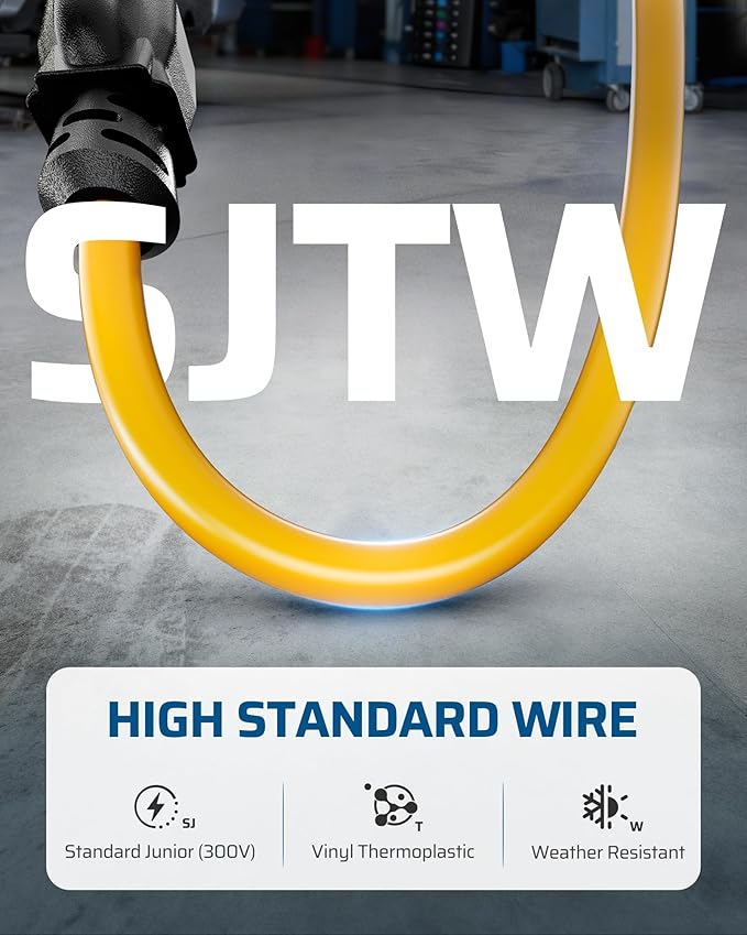DEWENWILS 30FT Retractable Extension Cord Reel, Ceiling/Wall Mount 16/3 SJTW Power Cord with 3 Lighted Triple Outlets for Garage Shop, 10 Amp Circuit Breaker, Metal Plate, ETL Listed, Yellow
