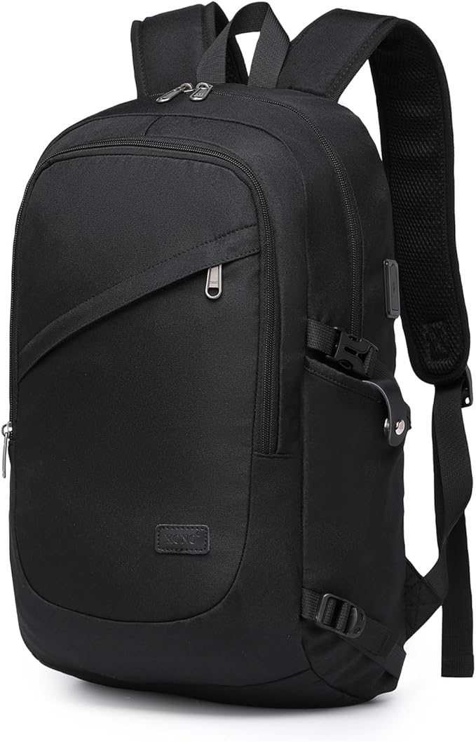 Kono Travel Laptop Backpack with USB Charging Port, Business Anti Theft Slim Sturdy Personal Item Bag, Water Resistant College Computer Daypack for Men & Women Fits 15.6 Inch Notebook, Black