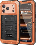 Mitywah Waterproof Case for iPhone 17 Pro Max, Rugged Metal Case with Built-in Screen Protector, Heavy Duty Full Body Shockproof Protective Cover 6.9 inch, Orange