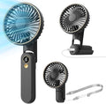 Portable Handheld Fan, [Up to 15 Working Hours] 180° Foldable Personal Fans, USB Rechargeable Mini Hand Fan for Travel/Summer/Outdoor/Office, 5 Speeds Adjustable, LED Display,Black