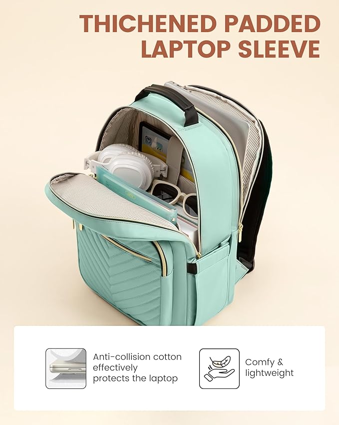 LOVEVOOK Laptop Backpack for Women with Giant Tumbler Holder 15.6 inch,Designer Travel Backpack Laptop Bag College Backpack,Quilted Work Nurse Teacher Backpack Purse Computer Bag Daypack,Taro Purple