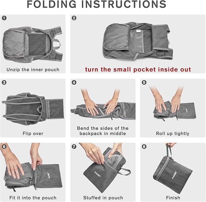 G4Free 10L Hiking Backpack Small Travel Hiking Daypack Lightweight Packable Backpack Casual Foldable Shoulder Bag