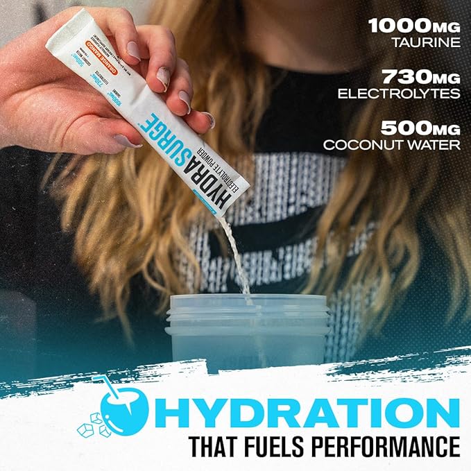 Jacked Factory Hydrasurge Electrolytes Powder Packets - Sugar Free & Naturally Sweetened Hydration Packets - Keto & Vegan Friendly, Easily Dissolves - 30 Stick Packs, Orange Mango